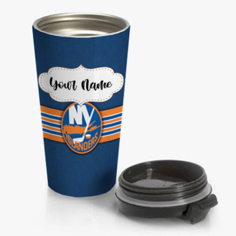 Pastele New York Islanders NHL Custom Personalized Name Stainless Steel Travel Mug
