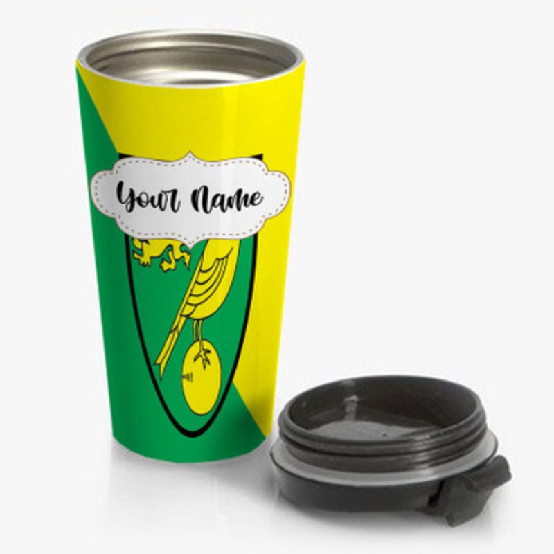 Pastele Norwich City FC Custom Personalized Name Stainless Steel Travel Mug