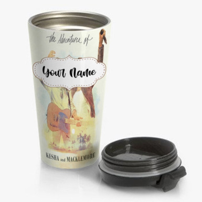 Pastele The Adventures of Kesha and Macklemore Custom Personalized Name Stainless Steel Travel Mug