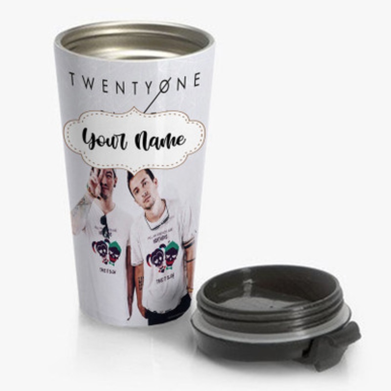 Pastele Twenty One Pilots Custom Personalized Name Stainless Steel Travel Mug