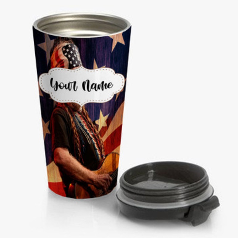 Pastele Willie Nelson Custom Personalized Name Stainless Steel Travel Mug