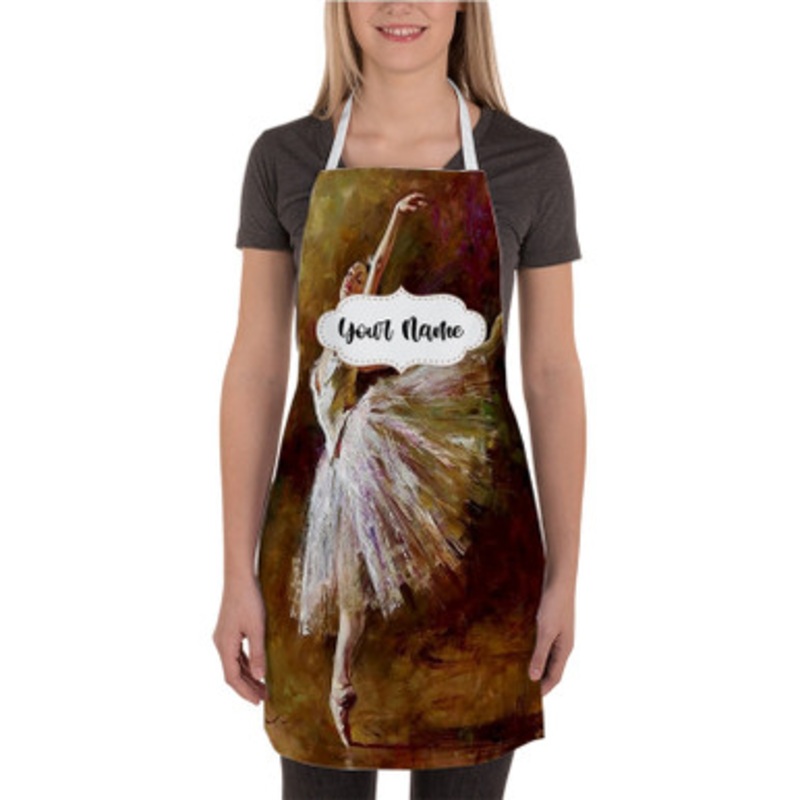 Pastele Andrew Atroshenko Ballerina Custom Personalized Name Kitchen Apron