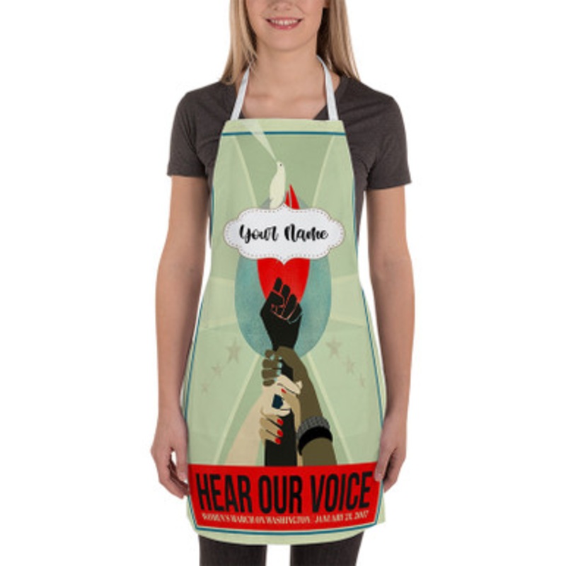 Pastele Hear Our Voice Women s March Custom Personalized Name Kitchen Apron