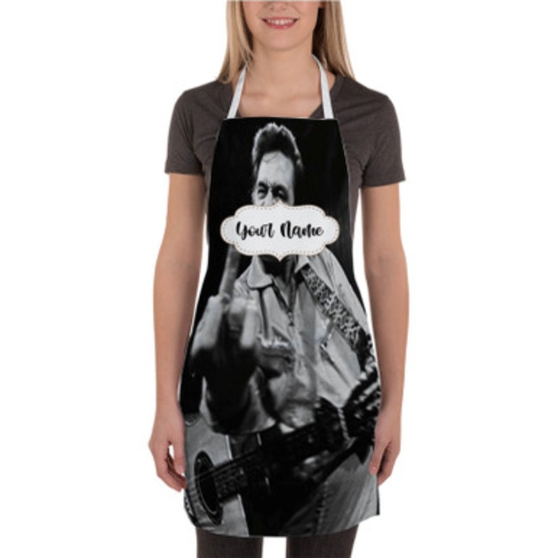 Pastele Johnny Cash Middle Finger Custom Personalized Name Kitchen Apron
