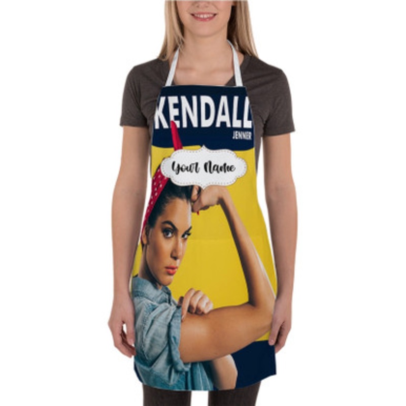 Pastele Kendall Jenner as Rosie the Riveter Custom Personalized Name Kitchen Apron