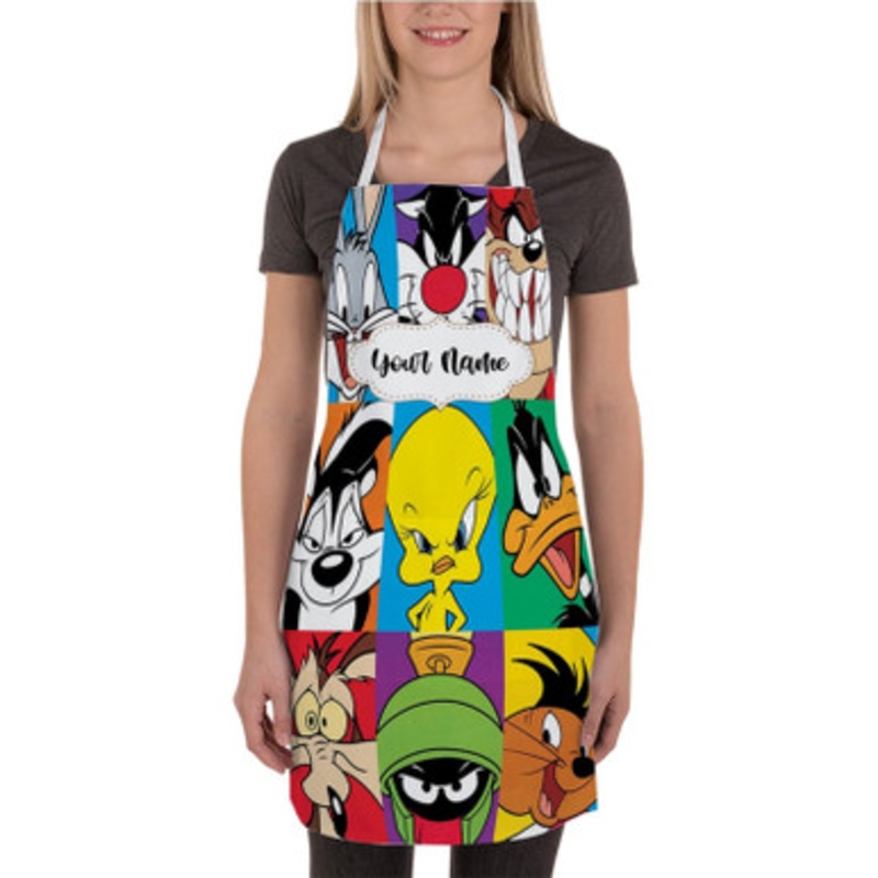 Pastele Looney Tunes Art Custom Personalized Name Kitchen Apron