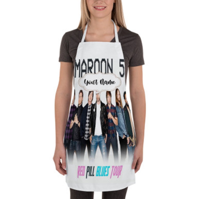 Pastele Maroon 5 Red Pill Blues Tour 2018 Custom Personalized Name Kitchen Apron