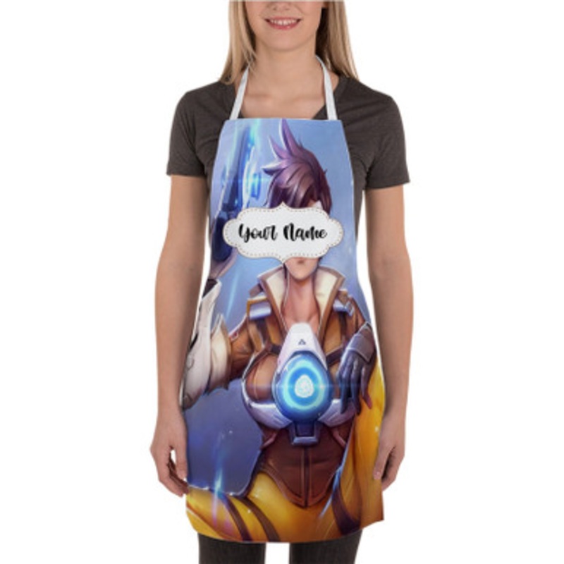 Pastele Overwatch Tracer Custom Personalized Name Kitchen Apron