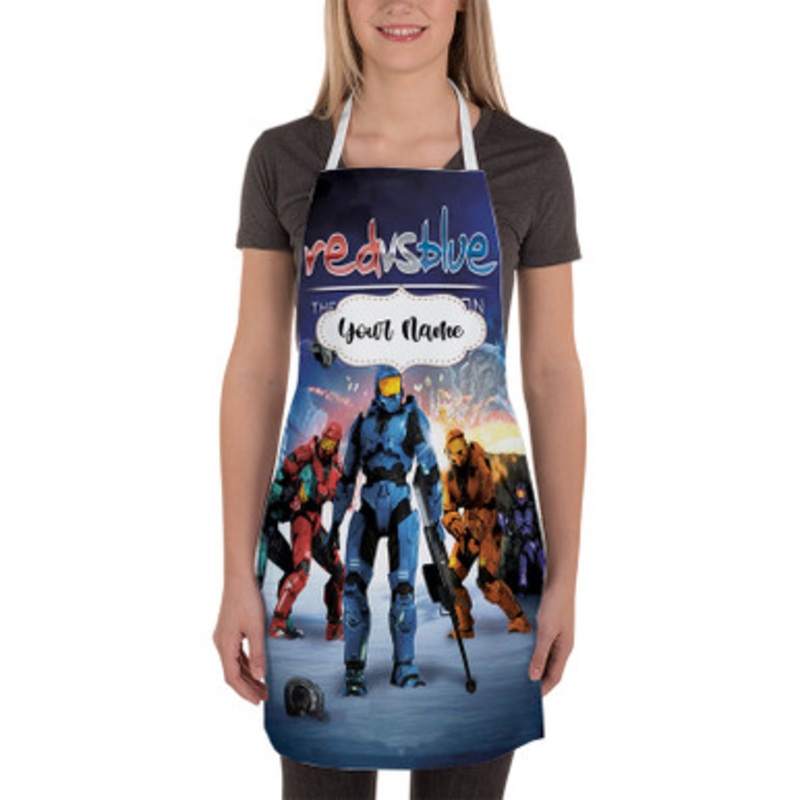 Pastele Red vs Blue The Blood Gulch Chronicles Custom Personalized Name Kitchen Apron