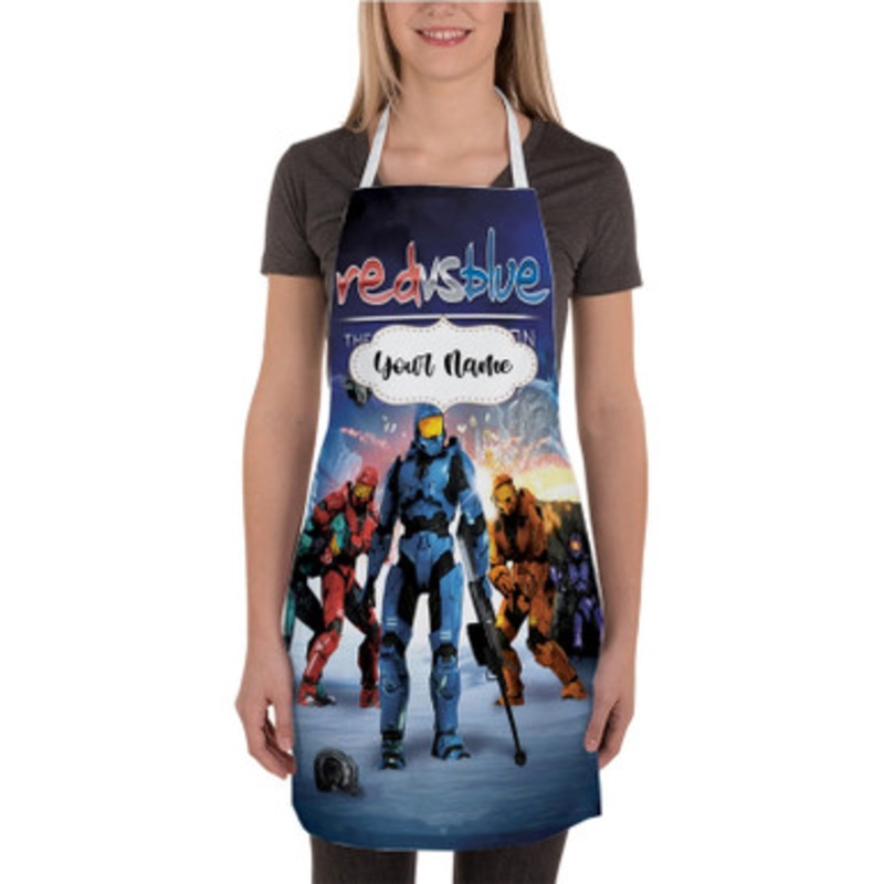 Pastele Red vs Blue The Blood Gulch Chronicles New Custom Personalized Name Kitchen Apron