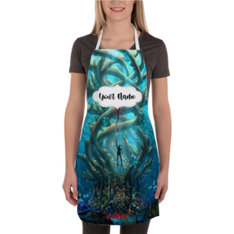 Pastele Subnautica Underwater 2 New Custom Personalized Name Kitchen Apron
