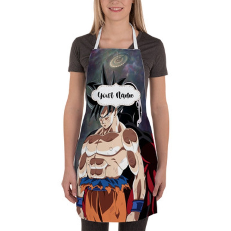Pastele Dragon Ball Super Goku and Jiren Custom Personalized Name Kitchen Apron