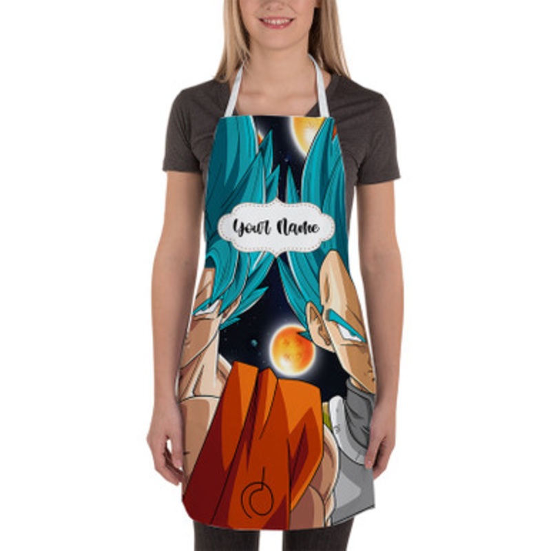 Pastele Goku Vegeta Super Saiyan Blue Dragon Ball Super Custom Personalized Name Kitchen Apron