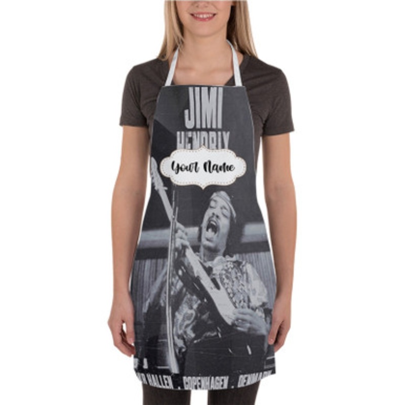 Pastele Jimi Hendrix Black and White Custom Personalized Name Kitchen Apron
