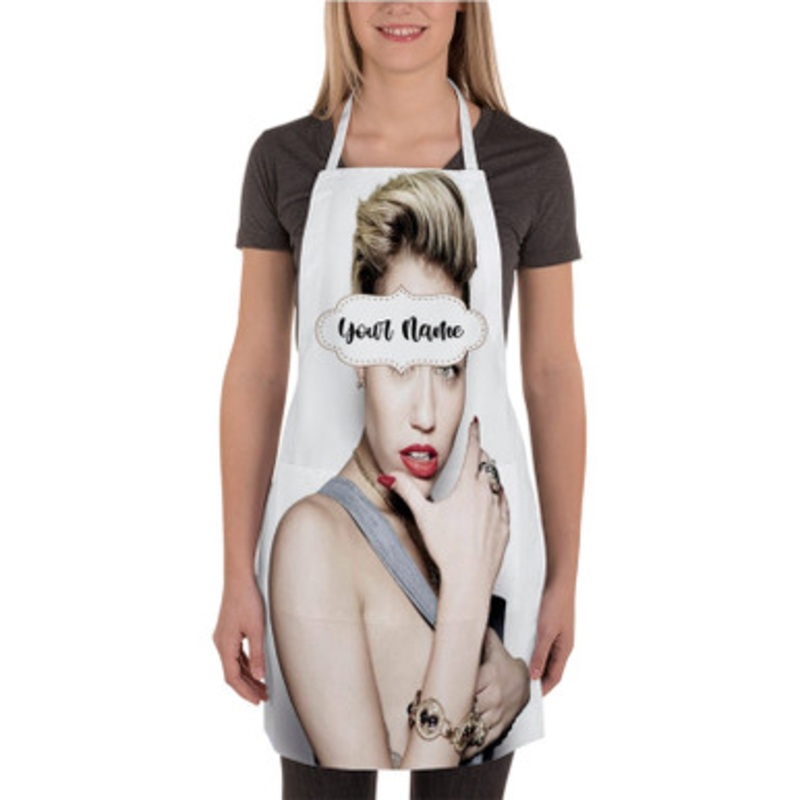 Pastele Miley Cyrus Photo Custom Personalized Name Kitchen Apron