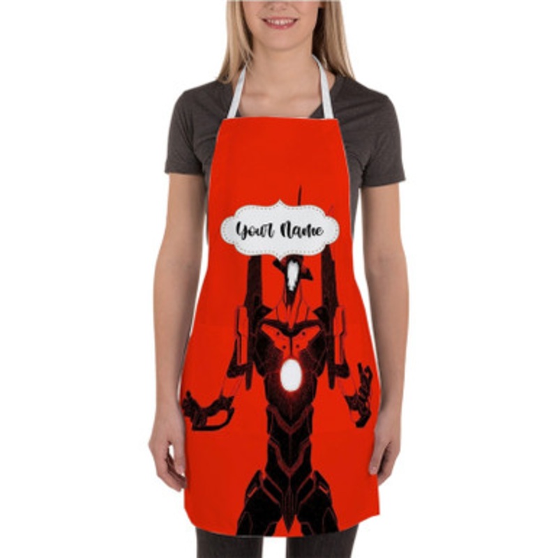 Pastele Neon Genesis Evangelion Red Custom Personalized Name Kitchen Apron