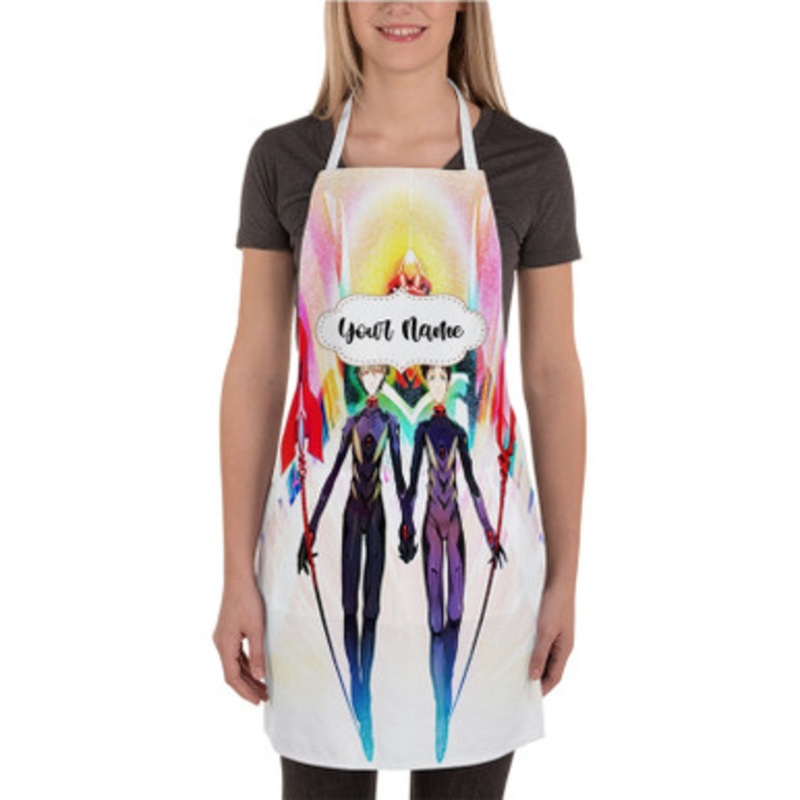 Pastele Neon Genesis Evangelion Shinji and Kaworu Custom Personalized Name Kitchen Apron