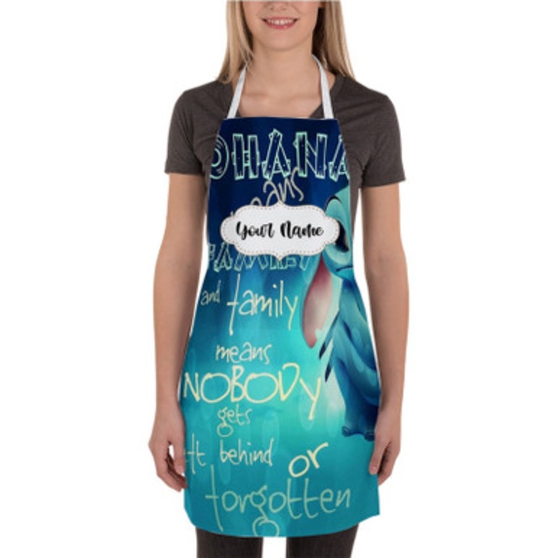 Pastele Ohana Means Family Quotes Custom Personalized Name Kitchen Apron