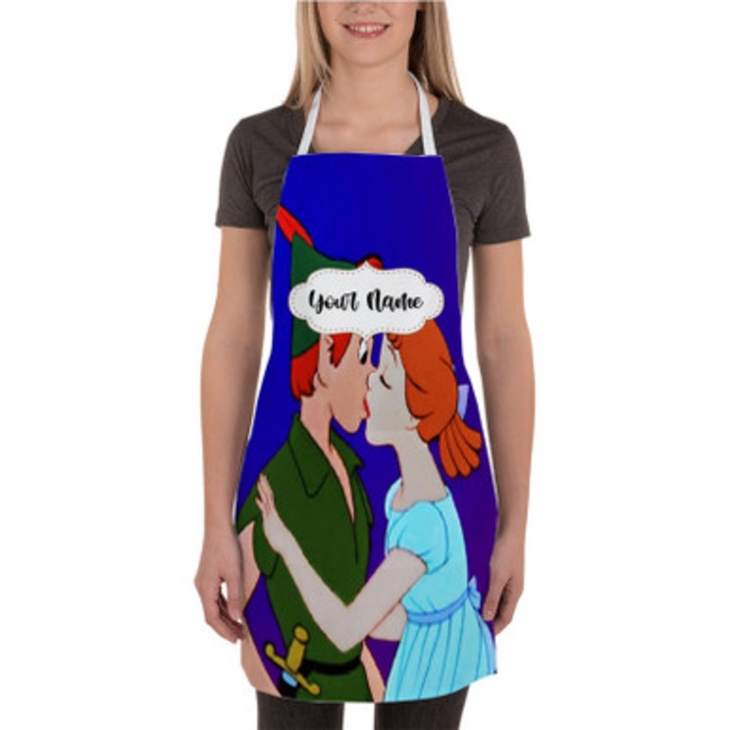Pastele Peter Pan and Wendy Kiss Disney Custom Personalized Name Kitchen Apron