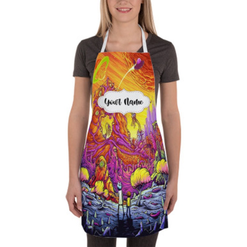 Pastele Rick and Morty Art Custom Personalized Name Kitchen Apron