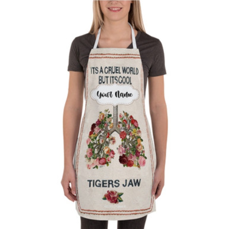 Pastele Tigers Jaw Flowers Custom Personalized Name Kitchen Apron