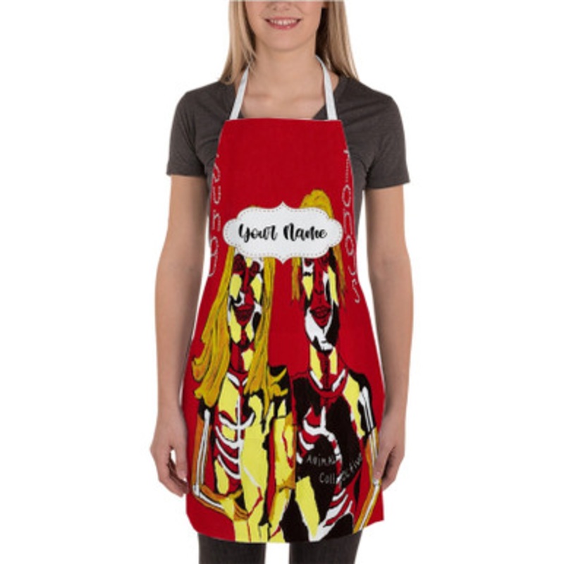 Pastele Animal Collective Performing Sung Tongs Custom Personalized Name Kitchen Apron
