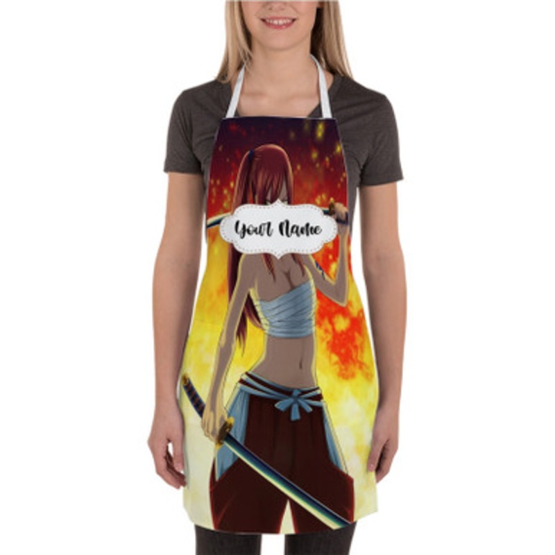 Pastele Fairy Tail Erza Scarlet Custom Personalized Name Kitchen Apron