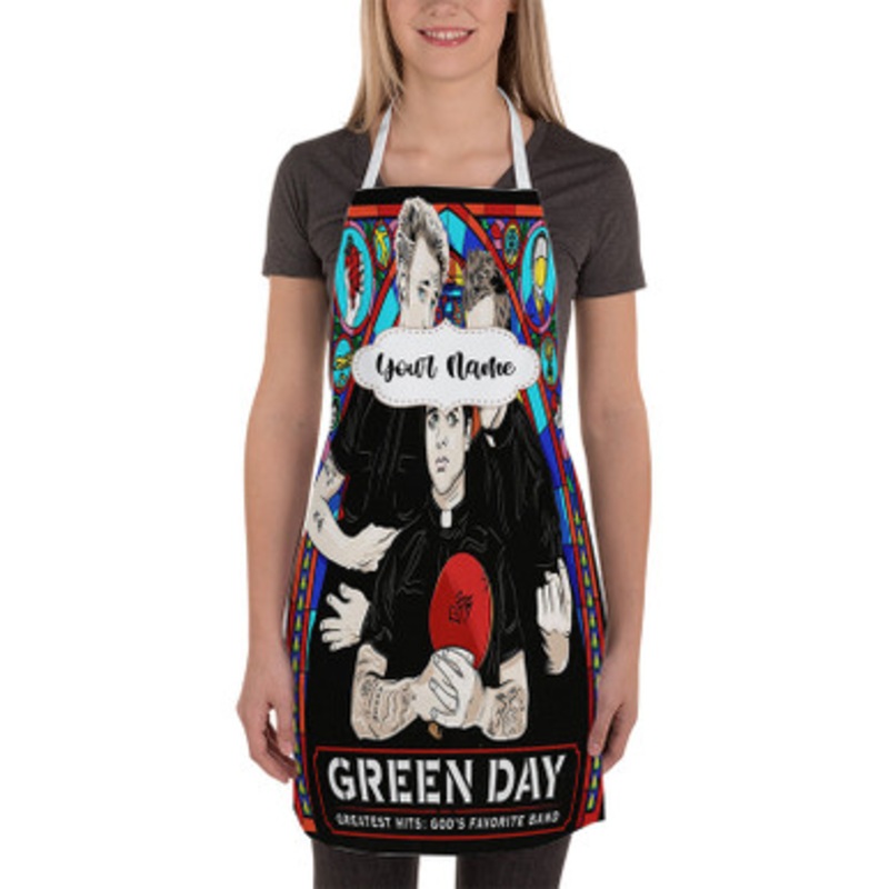 Pastele Green Day Greatest Hits God s Favorite Band Custom Personalized Name Kitchen Apron