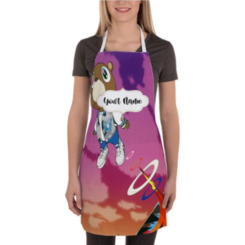 Pastele Kanye West Graduation Bear Custom Personalized Name Kitchen Apron