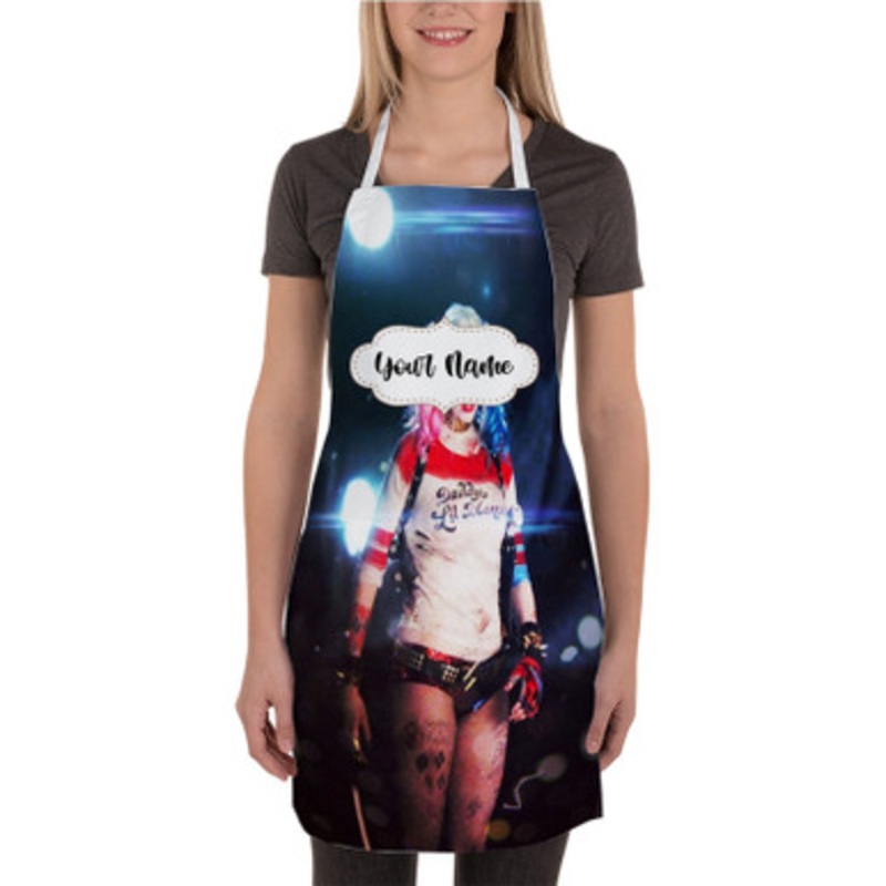 Pastele Margot Robbie as Harley Quinn Custom Personalized Name Kitchen Apron