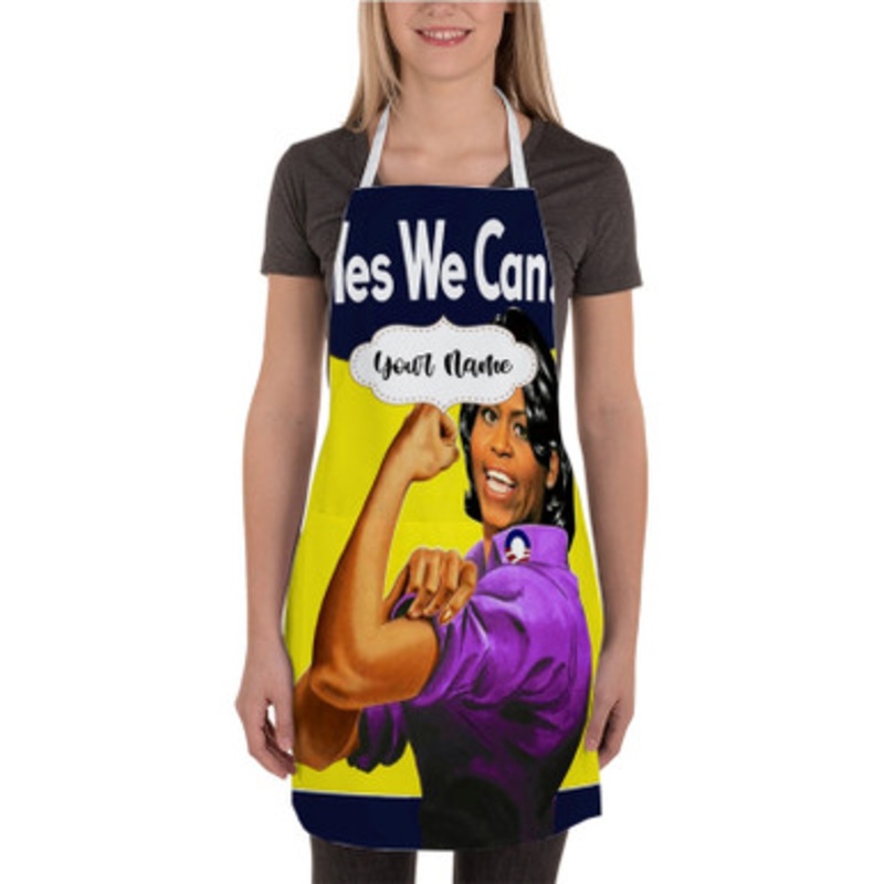 Pastele Michelle Obama Rosie The Riveter 2 Custom Personalized Name Kitchen Apron