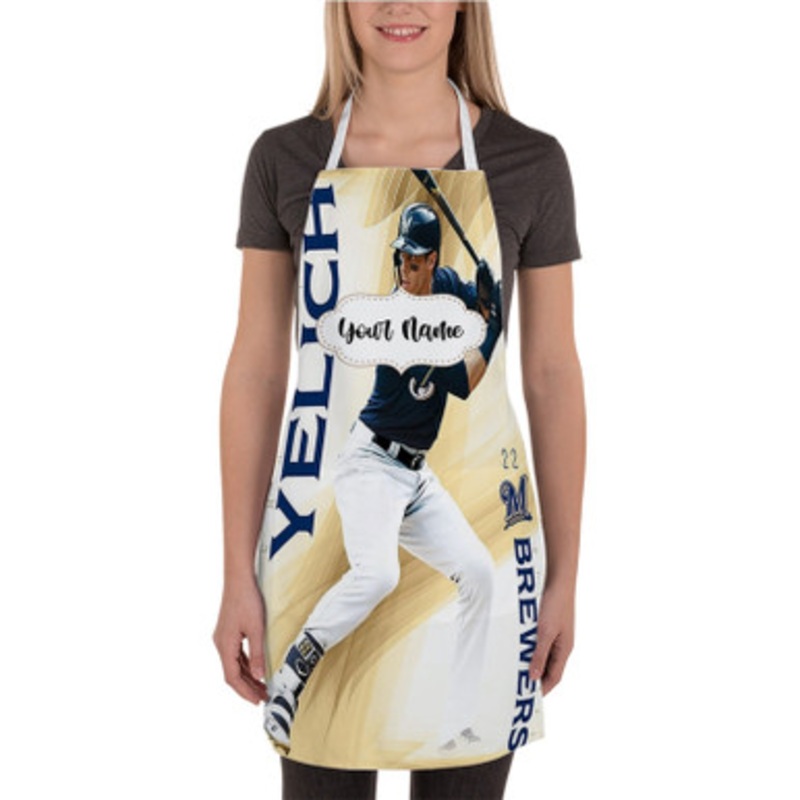 Pastele Christian Yelich MLB Milwaukee Brewers Custom Personalized Name Kitchen Apron
