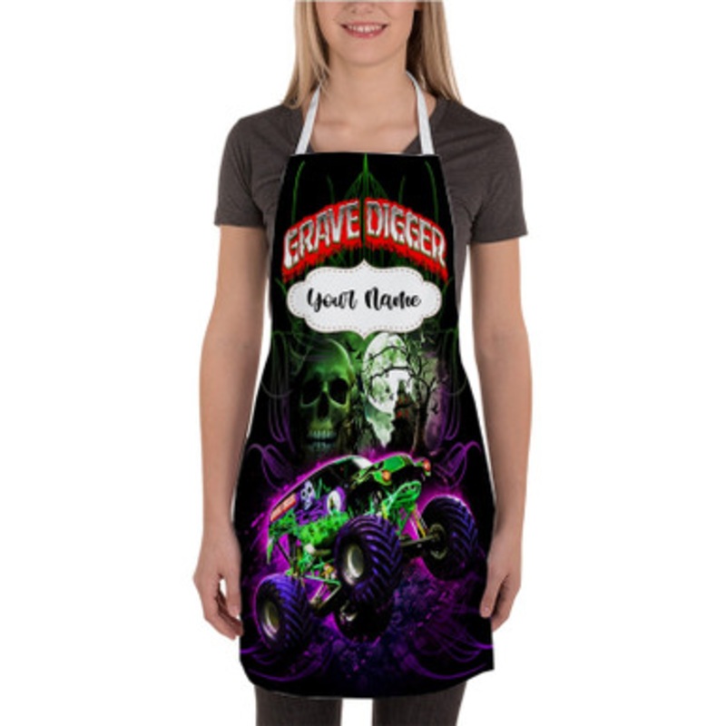 Pastele Grave Digger Car New Custom Personalized Name Kitchen Apron