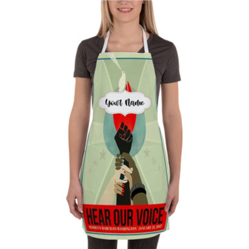 Pastele Hear Our Voice Women s March New Custom Personalized Name Kitchen Apron