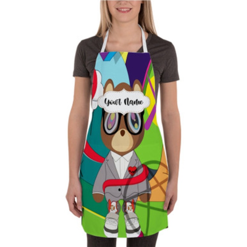 Pastele Kanye West Bear Kaws Paws Custom Personalized Name Kitchen Apron