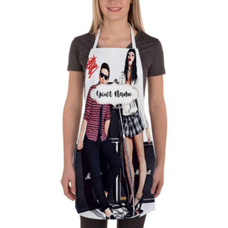 Pastele Sleigh Bells Custom Personalized Name Kitchen Apron