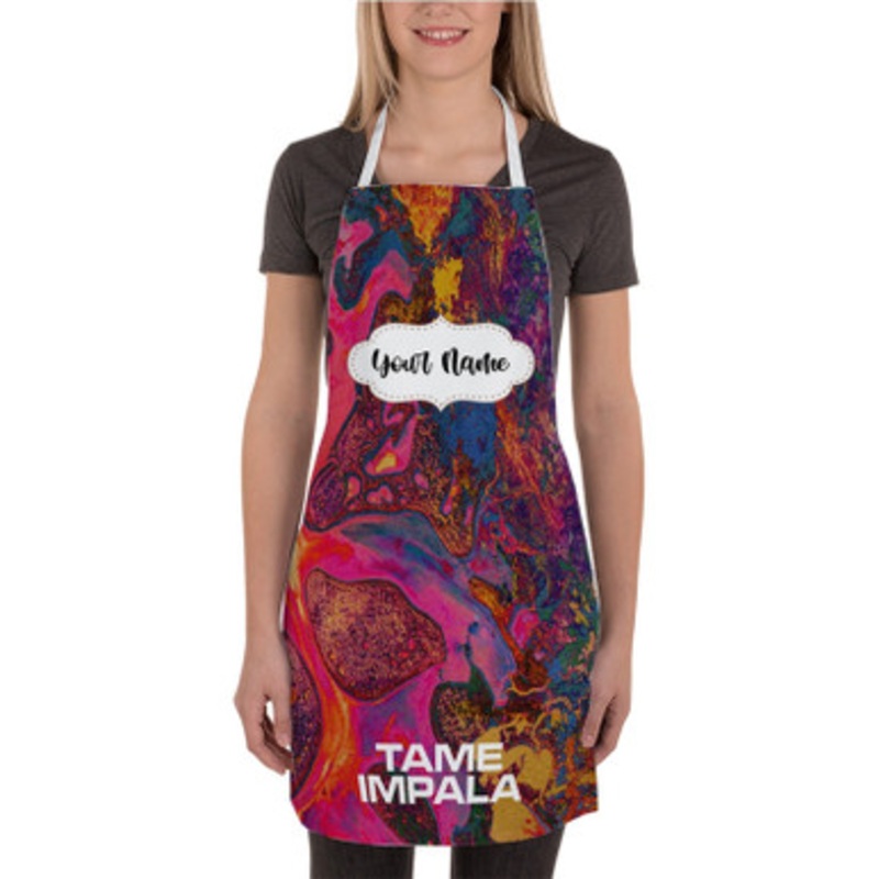 Pastele Tame Impala Art New Custom Personalized Name Kitchen Apron