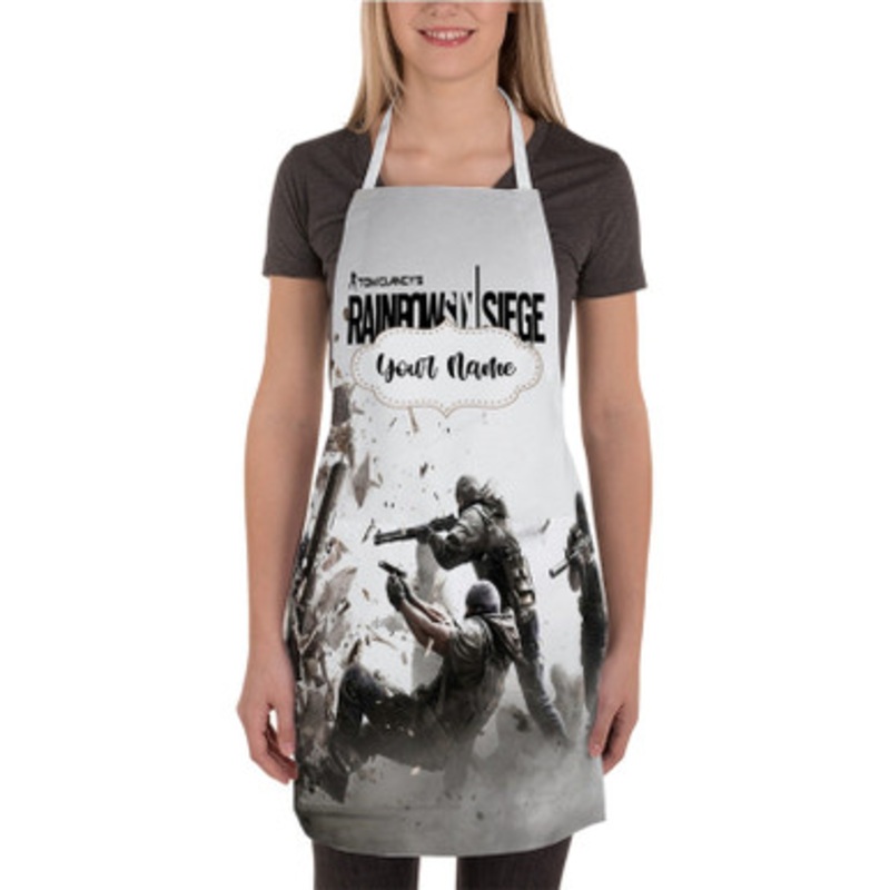 Pastele Tom Clancy s Rainbow Six Siege White Custom Personalized Name Kitchen Apron