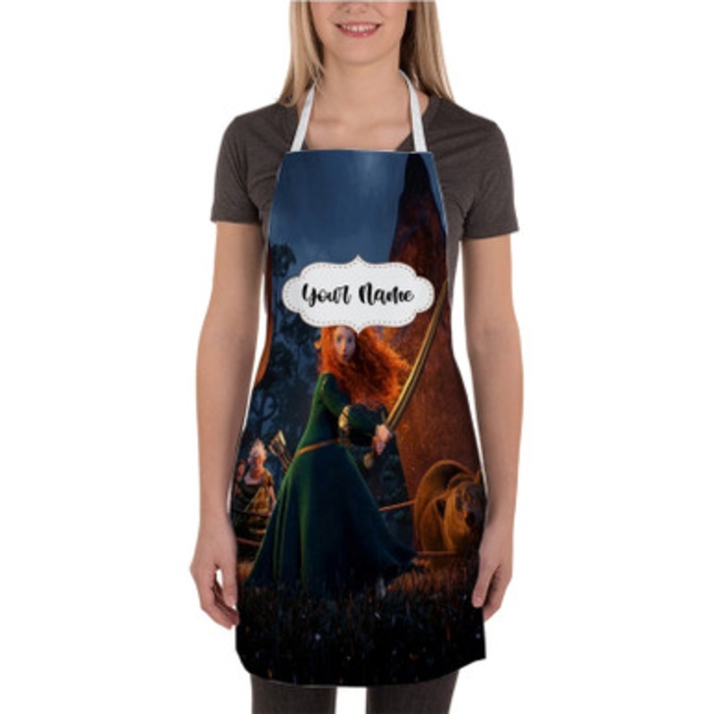 Pastele Disney Brave Merida And Bear Custom Personalized Name Kitchen Apron