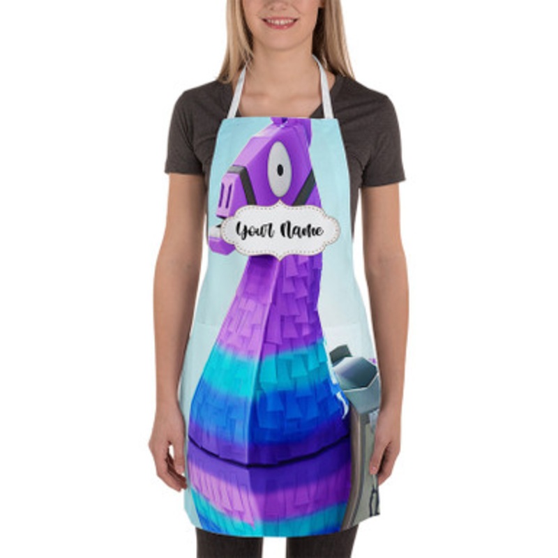 Pastele Fortnite Llama Custom Personalized Name Kitchen Apron