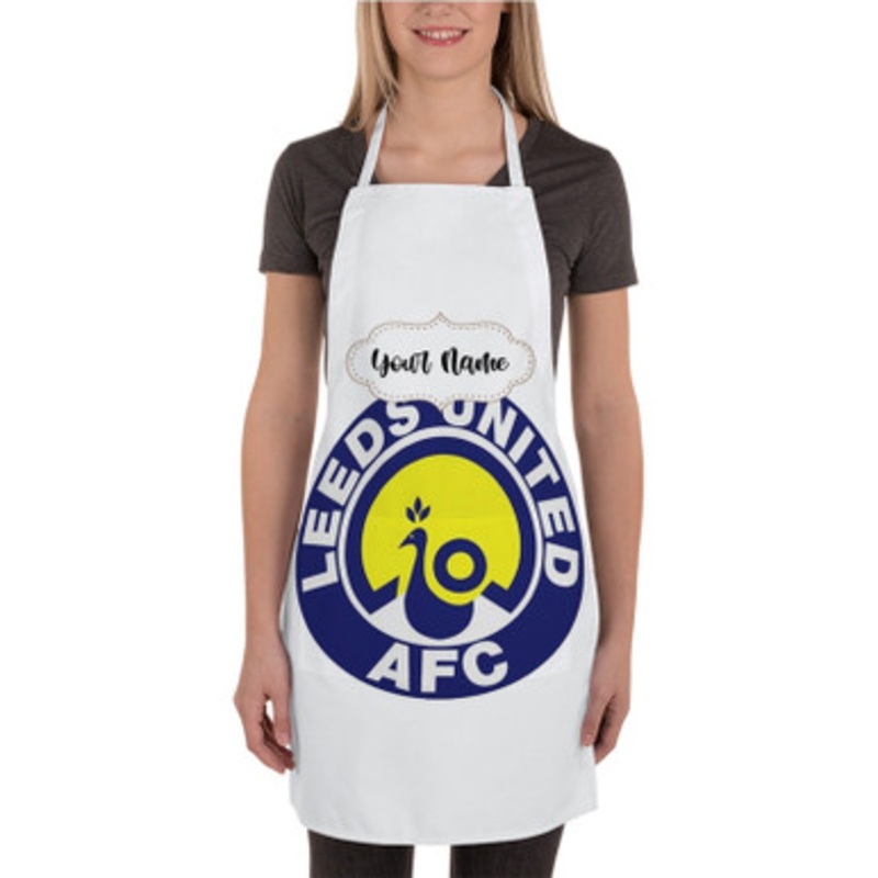 Pastele Leeds United Badges Football League Custom Personalized Name Kitchen Apron