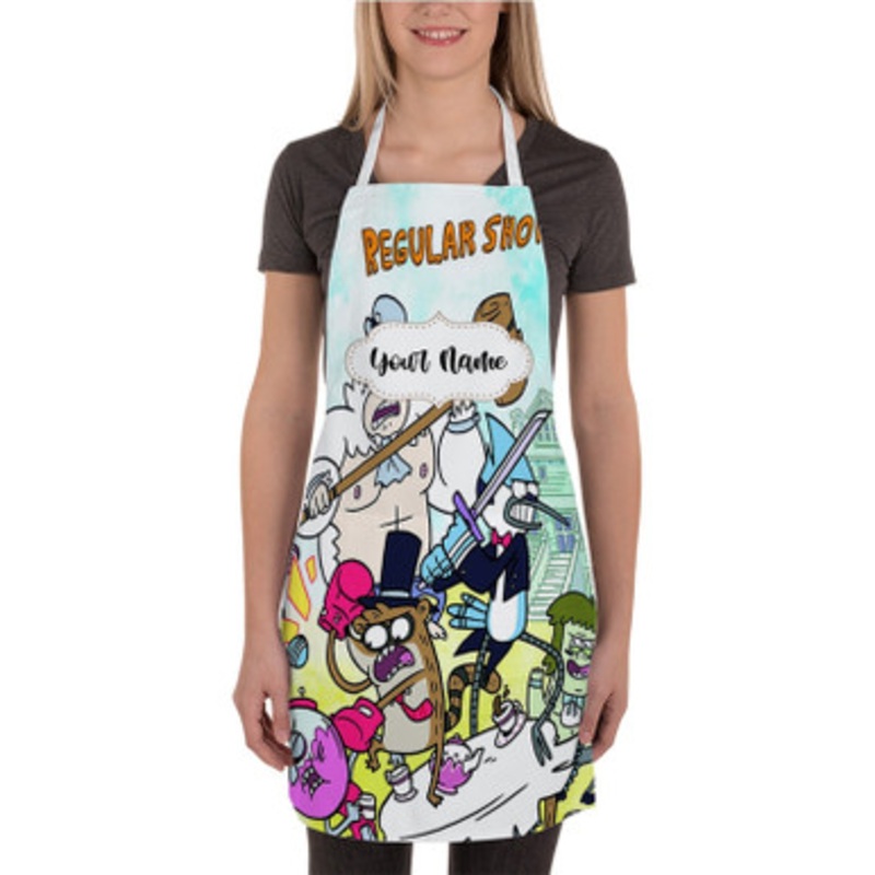 Pastele Regular Show Characters Custom Personalized Name Kitchen Apron