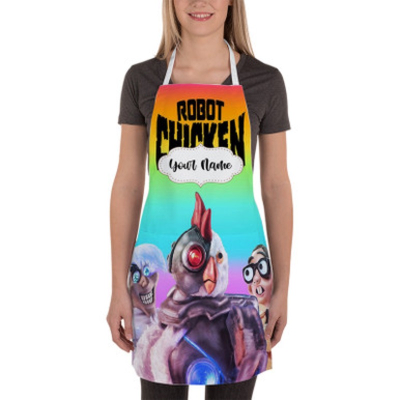 Pastele Robot Chicken Custom Personalized Name Kitchen Apron