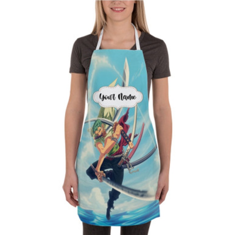 Pastele Roronoa Zoro One Piece Sword Custom Personalized Name Kitchen Apron