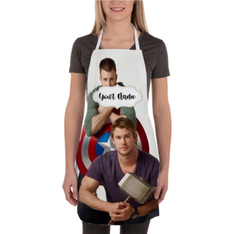 Pastele Chris Evans and Chris Hemsworth Custom Personalized Name Kitchen Apron