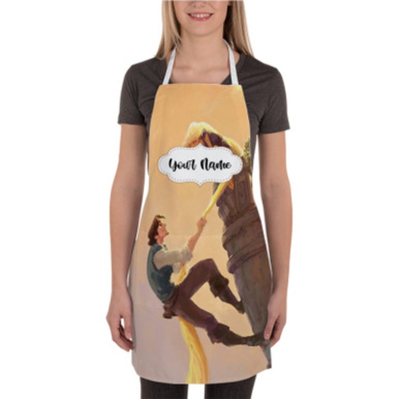 Pastele Disney Tangled Rapunzel and Flynn Custom Personalized Name Kitchen Apron