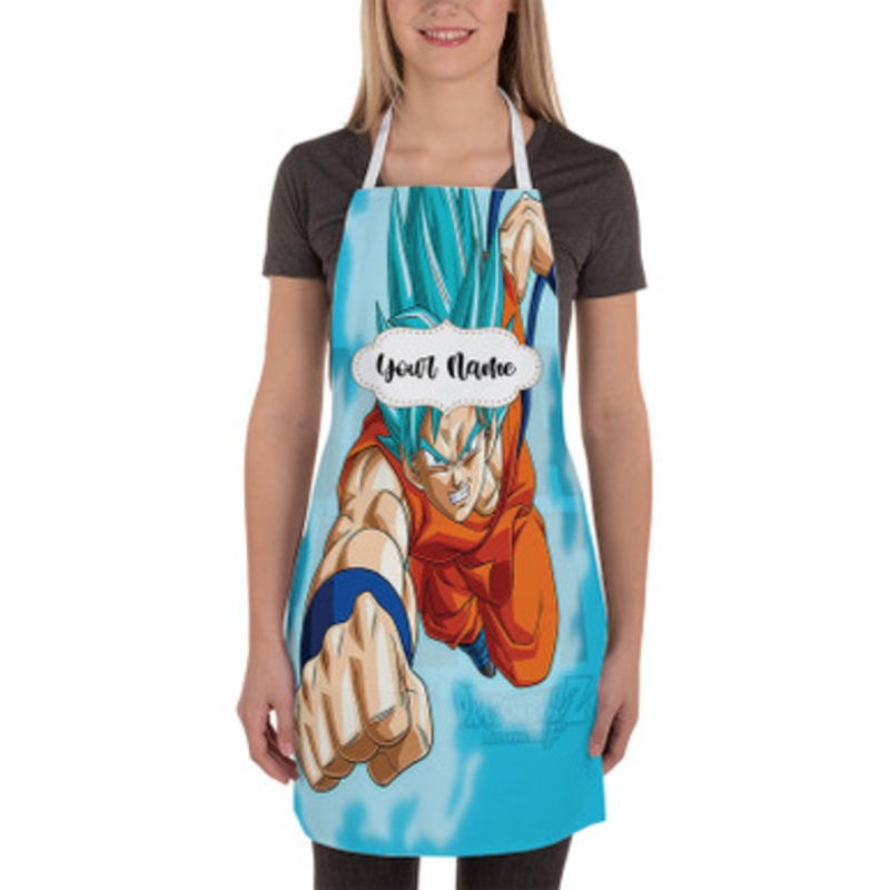 Pastele Goku Super Saiyan Blue Dragon Ball Super Custom Personalized Name Kitchen Apron