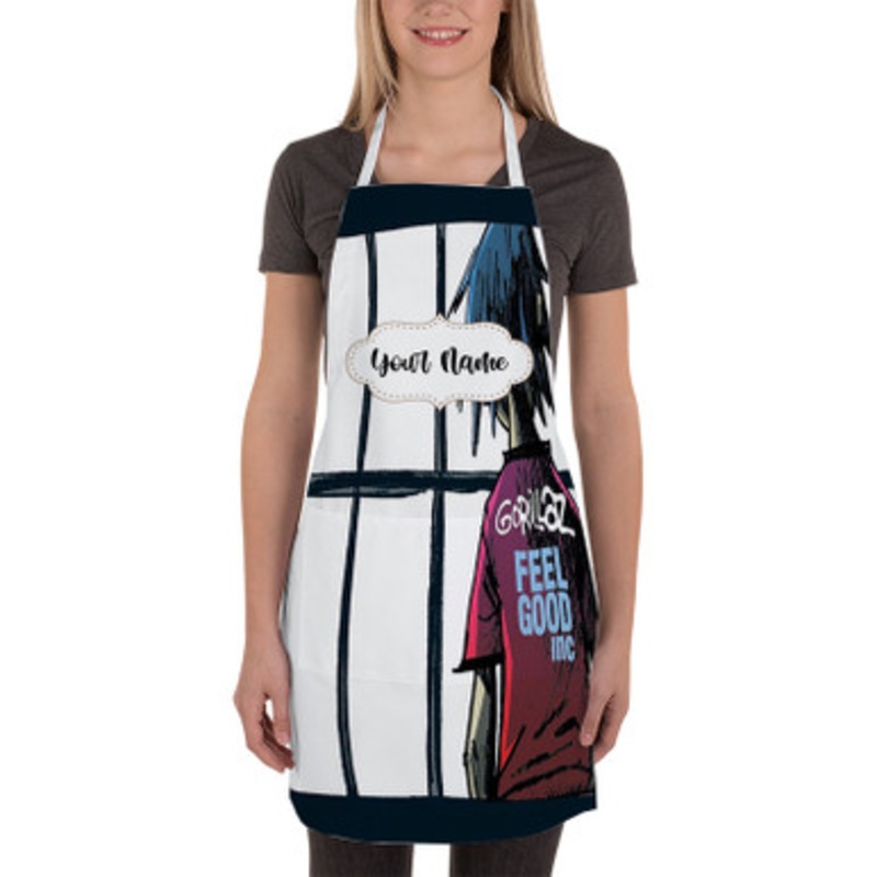 Pastele Gorillaz Feel Good Custom Personalized Name Kitchen Apron