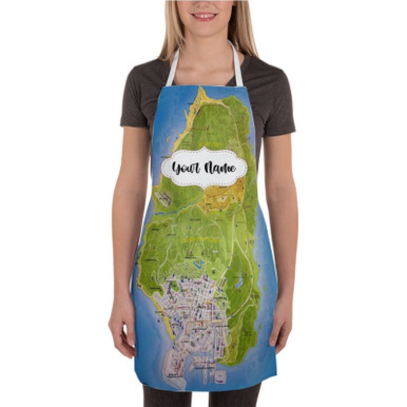 Pastele Grand Theft Auto 5 Map Custom Personalized Name Kitchen Apron