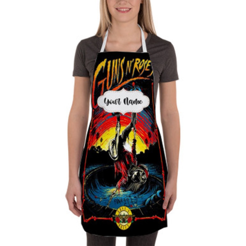 Pastele Guns N Roses Lithograph Custom Personalized Name Kitchen Apron